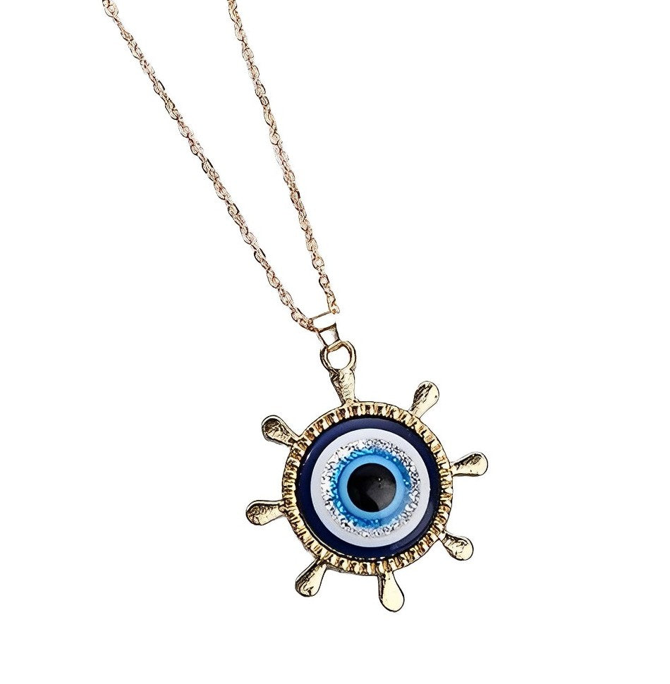 Western Silver Evil Eye Chain Necklace For Women and Girls