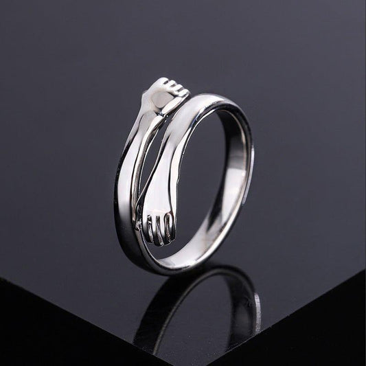 Special For Couple Silver Plated Friendship Loved Ones Hug Ring