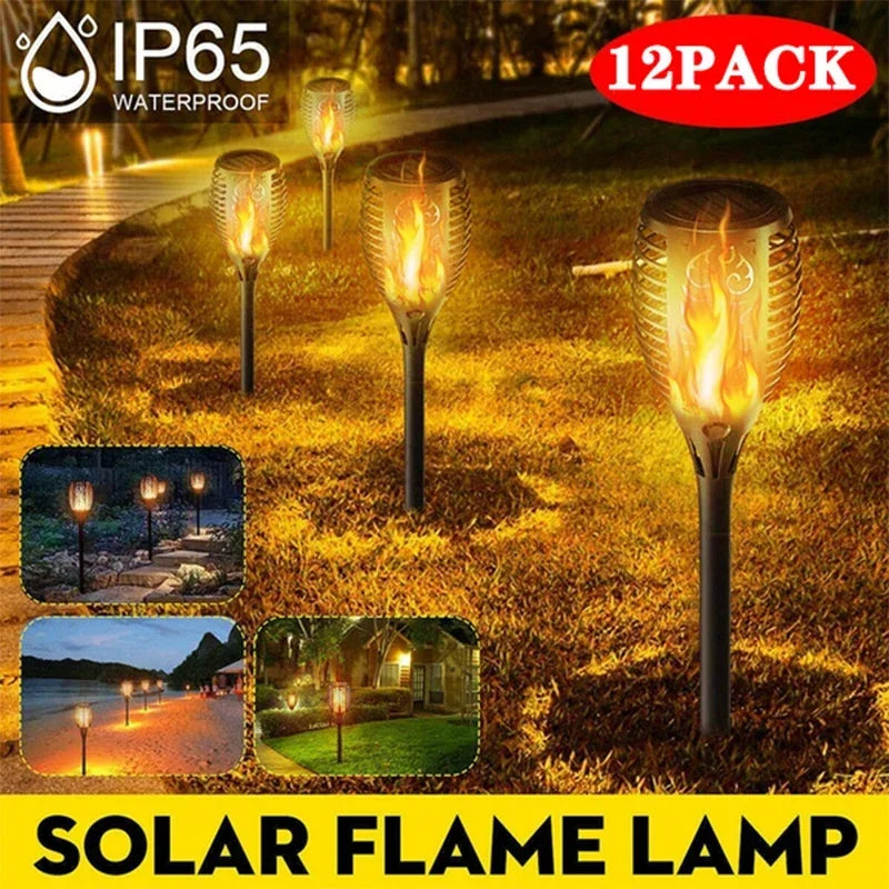 Solar Flame Torch Light Flickering Light Waterproof Garden Decoration Outdoor Lawn Path Yard Patio Floor Lamp