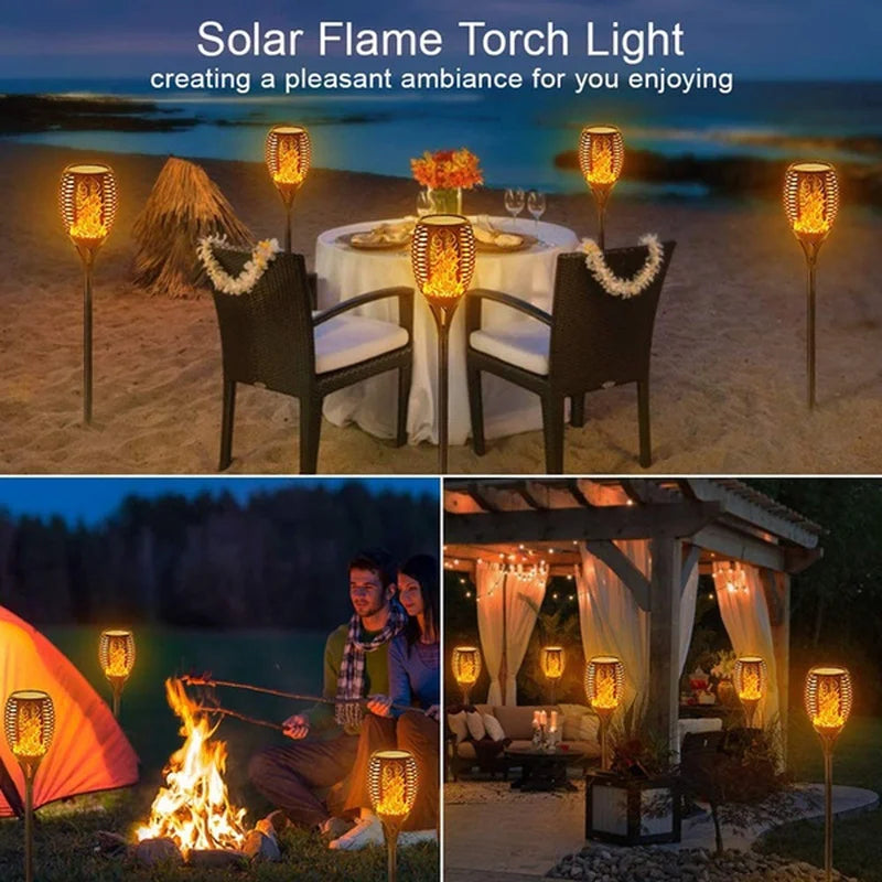 Solar Flame Torch Light Flickering Light Waterproof Garden Decoration Outdoor Lawn Path Yard Patio Floor Lamp